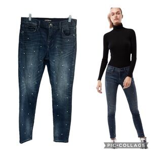 Express Dark Blue Ankle Jeans